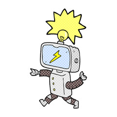 freehand drawn cartoon little robot