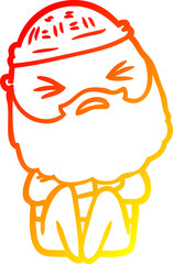 warm gradient line drawing of a cartoon man with beard