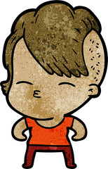 cartoon girl muscle posing