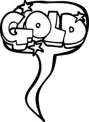 freehand drawn speech bubble cartoon word gold