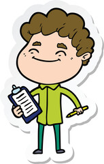 sticker of a cartoon friendly man