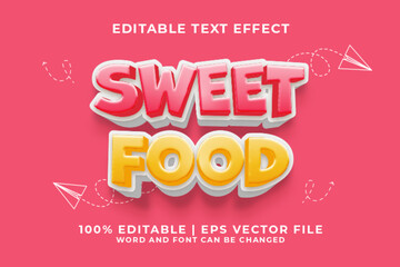 Sweet Food 3d Editable Text Effect Cartoon Style Premium Vector