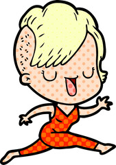 cute cartoon girl with hipster haircut