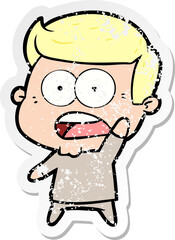 Fototapeta premium distressed sticker of a cartoon shocked man