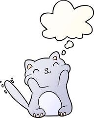 cartoon cat with thought bubble in smooth gradient style