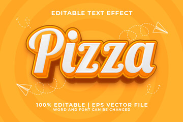 Pizza 3d Editable Text Effect Cartoon Style Premium Vector