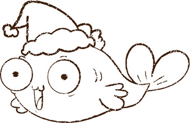 Festive Goldfish Charcoal Drawing