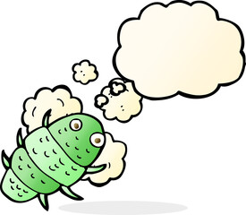 cartoon bug with thought bubble