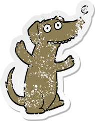 distressed sticker of a cartoon dog