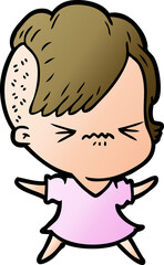 cartoon annoyed hipster girl