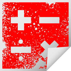 Fototapeta premium distressed square peeling sticker symbol of a math symbols