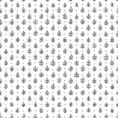 Seamless pattern with hand drawing leaves black and white