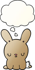 cute cartoon rabbit with thought bubble in smooth gradient style