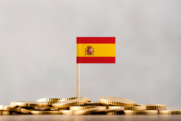 The Flag of Spain with Coins.