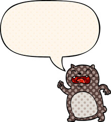 cartoon cat with speech bubble in comic book style