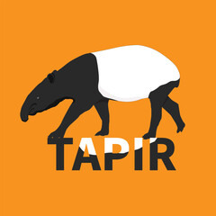 Walking tapir on text with orange background