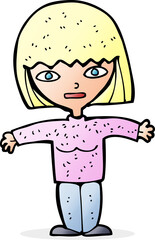 cartoon woman with open arms