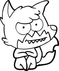 cartoon grinning fox sitting