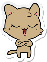 sticker of a happy cartoon cat