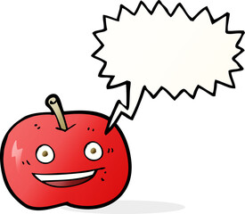 cartoon shiny apple with speech bubble