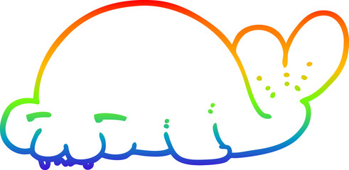 rainbow gradient line drawing of a cartoon seal