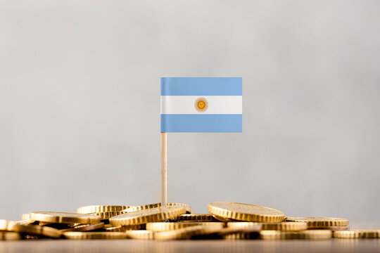 The Flag of Argentina with Coins.