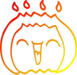 warm gradient line drawing of a cartoon laughing gas flame