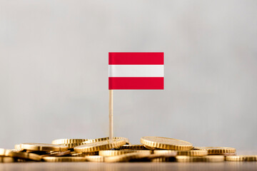 The Flag of Austria with Coins. - obrazy, fototapety, plakaty