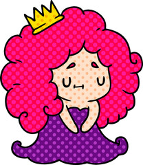 cartoon illustration of a cute kawaii princess girl