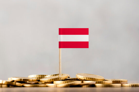 The Flag of Austria with Coins.