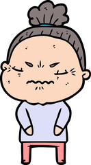 cartoon annoyed old lady