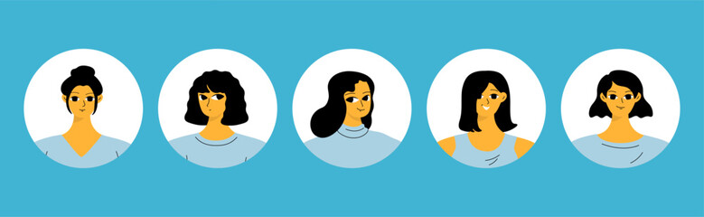 Collection of different people avatars. Modern vector illustration