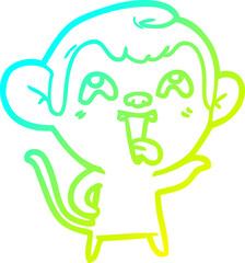 cold gradient line drawing of a crazy cartoon monkey