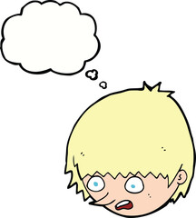 cartoon stressed face with thought bubble