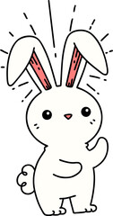 illustration of a traditional tattoo style cute bunny