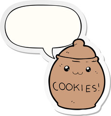 cartoon cookie jar with speech bubble sticker