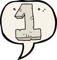 freehand drawn speech bubble cartoon stone number one