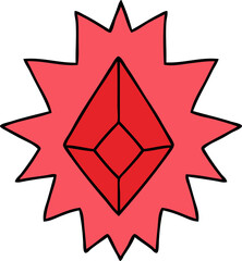 hand drawn cartoon doodle of a red bright jewel