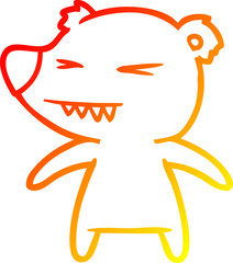 warm gradient line drawing of a angry bear cartoon