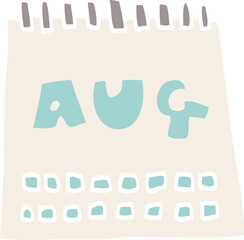 cartoon doodle calendar showing month of august - obrazy, fototapety, plakaty
