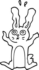 line drawing cartoon frightened bunny