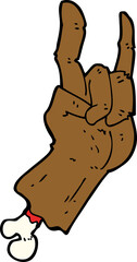 cartoon hand making rock symbol