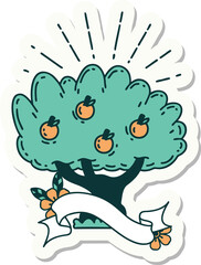 sticker of a tattoo style apple tree