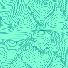 Geometry 3D mesh wireframe on a blue background, abstract wavy dynamic curve waves
