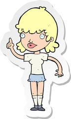 sticker of a cartoon woman with idea