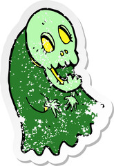 retro distressed sticker of a cartoon spooky ghoul
