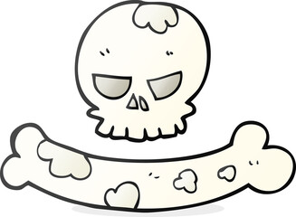 freehand drawn cartoon skull and bone symbol