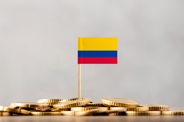 The Flag of Colombia with Coins.