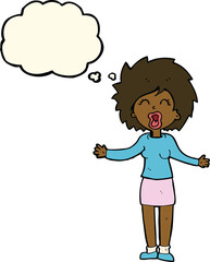 cartoon loud woman with thought bubble
