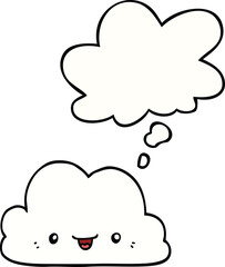 cute cartoon cloud with thought bubble